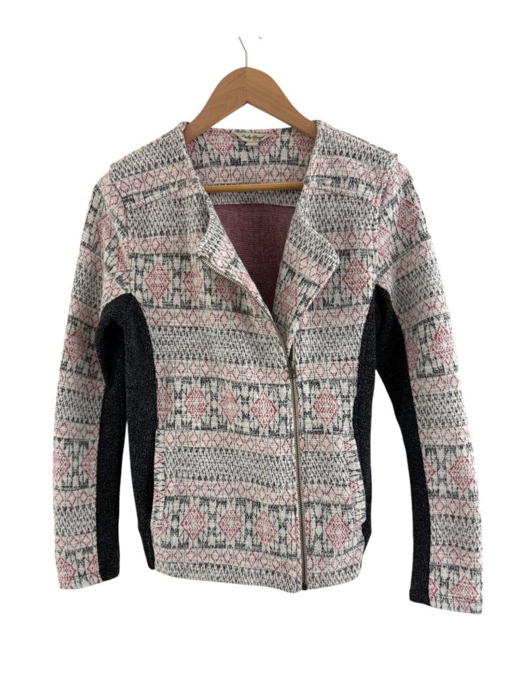 Lucky Brand Women’s‎ Aztec Tribal Asymmetrical Zip Knit Jacket Size M Blazer